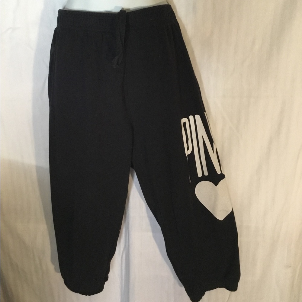 PINK cropped boyfriend sweatpants size med